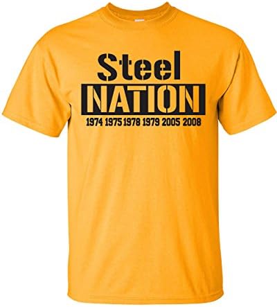 Bing Bada Tees Steel Nation Pittsburg Steelers Men's T-Shirt Gold Medium