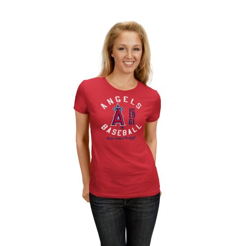 MLB Los Angeles Angels Of Anaheim Women's Short Sleeve Crew Neck Tee (Athletic Red, Medium)