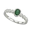 14K White Gold 0.09 ct. Diamond and 1/3 ct. Oval Shaped Emerald Ring