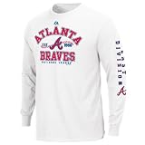 MLB Men's Atlanta Braves Dial It Up Long Sleeve Basic Tee (White, XX-Large)