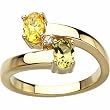 14K Yellow Gold Peridot, Citrine and Diamond Ring