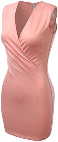J.TOMSON Womens Sleeveless Surplice Fitted Mini Dress PEACH SMALL