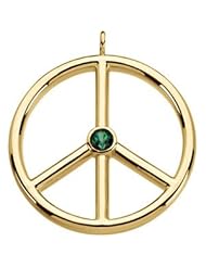 CleverEve 2013 Fall Winter Luxury Series 14K Yellow Gold 8.70 grams Genuine Topaz Peace Sign Pendant 04.00 mm