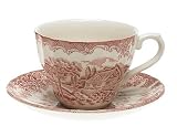 Churchill China Brook Pink Tea Cups and Saucers, Set of 4