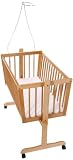 Easy Baby 180-11 Wiege natur mit Rollen inklusiv Matratze und Himmelhalter