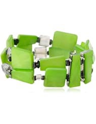 Kenneth Cole New York "Shell Brilliance" Lime Green Geometric Shell 2 Row Stretch Bracelet, 7.5"
