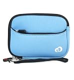 Universal Camera Carry Case for 3.5 inch Olympus FE-4030 with EV Lanyard in Blue Neoprene and Black Accent Zipper