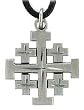 Jerusalem Cross Pendant with Bright Cut Accents On, Cord