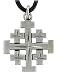 Jerusalem Cross Pendant with Bright Cut Accents On, Cord