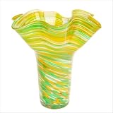 Hand Blown Vase in Green and Yellow