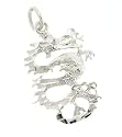Sterling Silver 16" Ball Chain Necklace with Charm Dragon