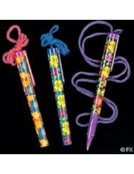 Toy: OTC - One Dozen Bright Hibiscus Pens on a Rope - OTC