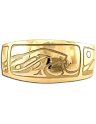 14K Yellow Gold Northwest Coast Native American Maiden Sun Spirit Bracelet. Made in USA.