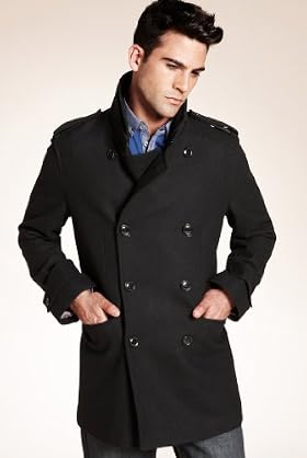 Autograph Wool Blend Double Breasted Funnel Neck Coat