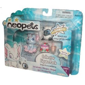 Neopets Collector Figure 2 Pack Series 1 - Striped Acara and Babaa with 2 Accessories and Virtual Prize
