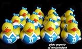 Rubber Ducky Cheerleaders with Megaphones - Blue and White - One Dozen (12)