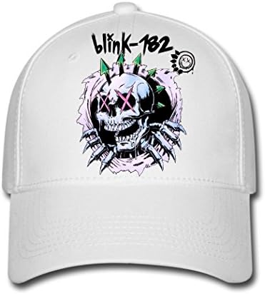 Youth/Adult Blink 182 skull logo Adjustable Cotton Baseball Cap Hat White
