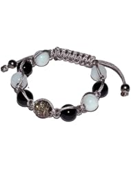 Sterling Silver Diamond Pave Beads Macrame Bracelet Fashion Jewelry