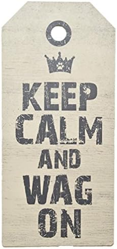 KEEP CALM AND WAG ON WOODEN TAG ~ LARGE HOME WALL PLAQUE DECOR ~ 24" X 11"