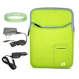 Green Amazon Kindle DX 3 Pocket Vertical Carrying Sleeve + Rapid Kindle DX Car Charger + Kindle DX Wall Charger + Vangoddy tm, Live*Laugh*Love wrist band!!!(Kindle DX Not Included)