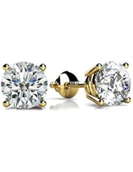 0.50 ct. tw Round Diamond Four Prong Stud Earrings - E-F VS1 - 18 Kt. Yellow Gold