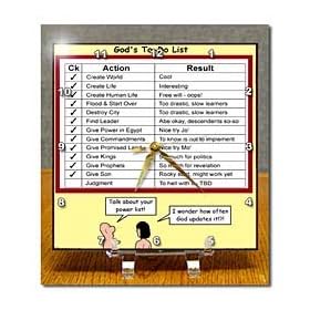 Rich Diesslins Funny Theology Cartoons - Athanasius - Gods To-Do List - Desk Clocks
