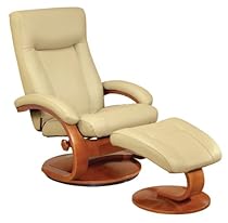 Hot Sale Mac Motion Chairs Model 2-Piece Recliner with Matching Ottoman Cobblestone Leather with Walnut Frame