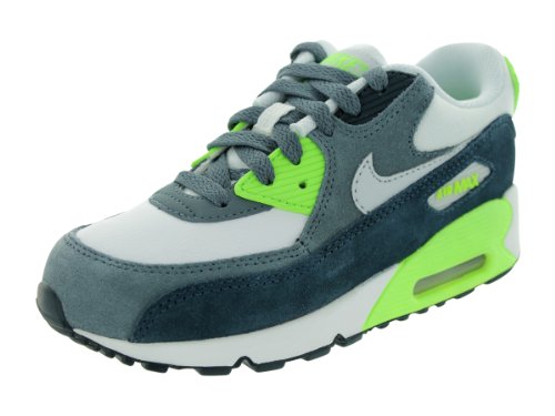 Nike Kids Air Max 90 (PS) White/Pr Pltnm/Armry Nvy/White Running Shoes 2 Kids US On Sale