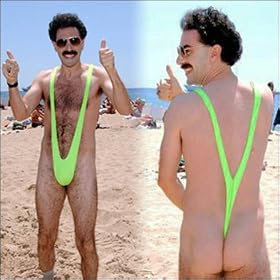 Borat Lime Green Mankini & Moustache Fancy Dress Set