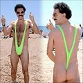 Borat Lime Green Mankini & Moustache Fancy Dress Set