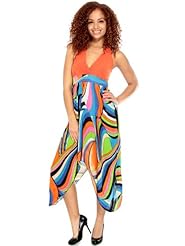 V-neck General Print Plunging Neck Shirred Halter  Dress