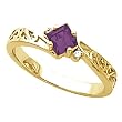 14K Yellow Gold Amethyst and Diamond Ring