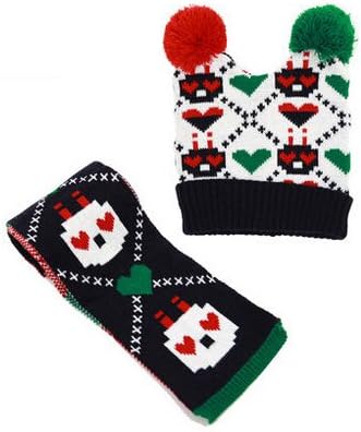 Petty Cabin Kocotree Double Ball Design Cute Rabbit Baby Hat Children Scarf Unisex Kids Knitted Hat & Scarf Set (Navy)