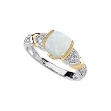 14K Two Tone Gold 1/6 ct. Diamond with 7/8 ct. Opal and 0.06 ct. Tanzanite Ring