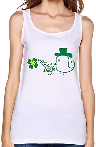 LFD Women's Lucky Day Shamrock Bird Cotton Tank Tops Vest White L