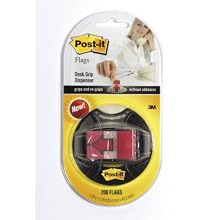 Post-it Arrow Flags Dispenser, Red, 1-Inch Wide, 200/Desk Grip Dispenser, 1-Dispenser/Pack