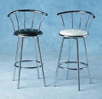 Bermuda Swivel Bar Stool Chair X 2 - Finished In Chrome / Black