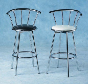 Bermuda Swivel Bar Stool Chair X 2 - Finished In Chrome / Black