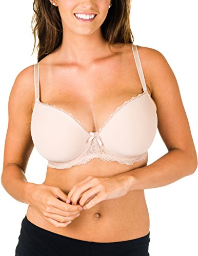 Bombshell Boudoir Curvy Molded & Padded Underwire Bra with Lace (30F, Nude)