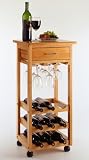 Winsome 9 Bottle Wine Cart with Glass Rack and Drawer