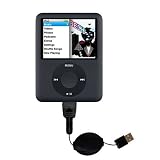Retractable USB Cable for the Apple Nano Video Gen 3 with Power Hot Sync and Charge capabilities - Gomadic Brand w/ TipExchange Technology