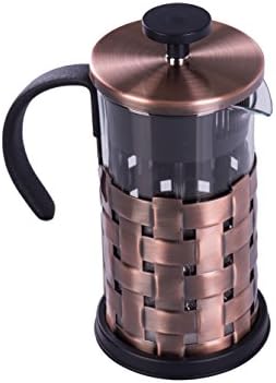 Gourmet Single Serve Matte Copper French Press Coffee Brewer with Woven Design