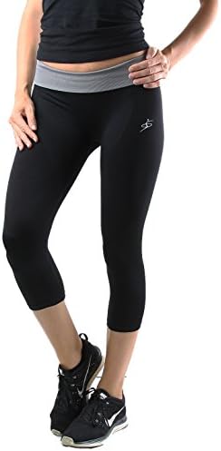 O TO S Womens Capri Color Block Workout Leggings Small/Medium Grey