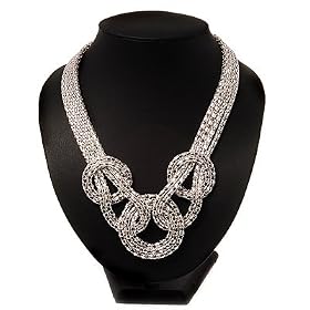 Silver Tone Mesh Knot Choker Necklace -38cm Length