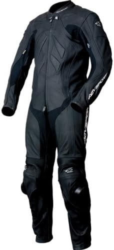 AGV Sport Valencia Men's 1-Piece Leather Sports Bike Motorcycle Race Suit - Black / 46