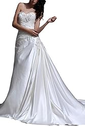 Strapless Beaded Lace Applique Satin  Dress