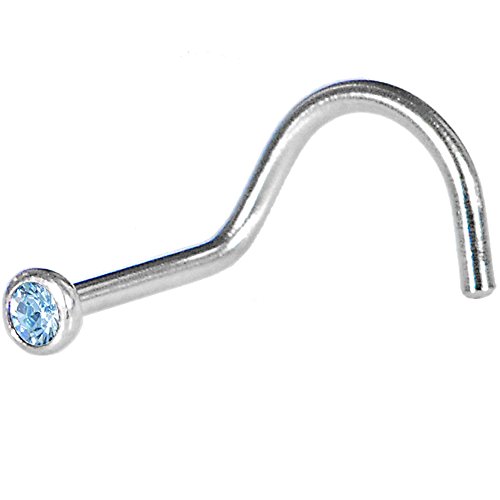 Body Candy Stainless Steel Light Blue Nose Screw Ring Created with Swarovski Crystals 20 Gauge 1/4