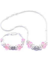 Live, Love, Laugh Charm Bracelet and Necklace Gift Set Girls Pandora Style - Gift Boxed