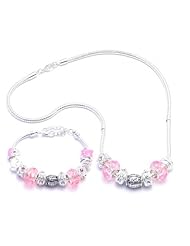 Live, Love, Laugh Charm Bracelet and Necklace Gift Set Girls Pandora Style