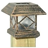 Moonrays 91248 Solar Powered Plastic Post Cap Lamp Light, Copper finish